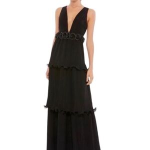 Mac Duggal Black Tiered Maxi Dress